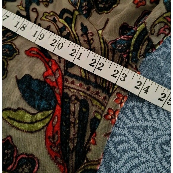 Adore Blouse Size XL Button Long Sleeve Sheer Floral Rayon Velvet - Picture 8 of 11